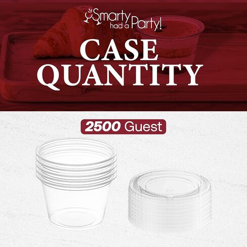 Smarty Had A Party Portion Cups with Lids, 3.25 oz, 2500 Sets Clear Disposable Condiment Cups with Leak-Resistant Snap-On Lids for Sauces, Soufflé & Dressing Samples – Food Service & Catering in Saudi Arabia