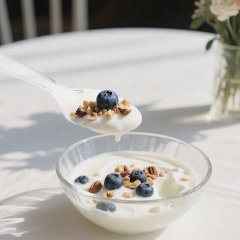 موكوك 500 عدد ملاعق بلاستيكية شفافة، ملاعق ثقيلة الوزن للاستعمال مرة واحدة، أدوات مائدة بلاستيكية، أدوات فضية بلاستيكية شفافة in Kuwait