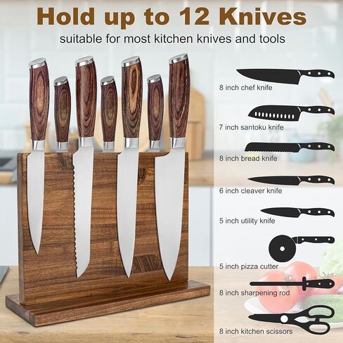 Magnetic Knife Holder,Double Sided Magnetic Knife Block for Kitchen Counter,Acacia Wood Strong Magnet Knife strip in Saudi Arabia