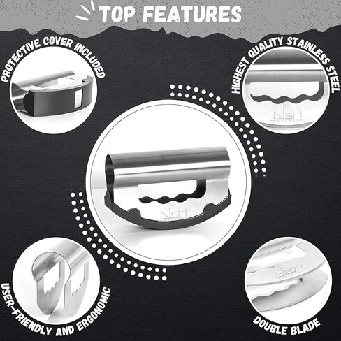 قطاعة سلطة نيش، قطاعة ميزالونا مع غطاء واقٍ، سكاكين فرم، سكين الخضروات، مفرمة ميزالونا، شفرة مزدوجة من الفولاذ المقاوم للصدأ للمطبخ المنزلي والمطعم in Kuwait