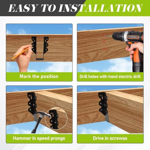 2x6 Joist Hanger,16 Pack 20 Gauge Q235B Steel Face Mount Joist Hangers,Hurricane Ties for Rafters, Black Powder Coating Rafter Ties Brackets in Saudi Arabia