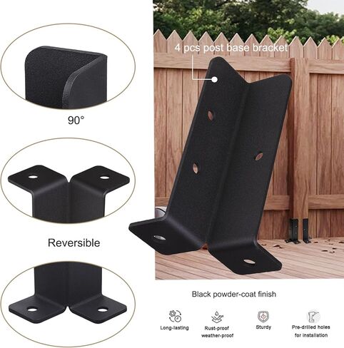 8 قطع قابلة للتعديل على سطح السفينة بعد مرساة قاعدة بين قوسين تناسب 1.5 × 1.5، 2 × 2، 2 × 4، 4 × 4، مجموعة دعامات قاعدة سياج خشبية شديدة التحمل لصندوق بريد درابزين العريشة in Kuwait