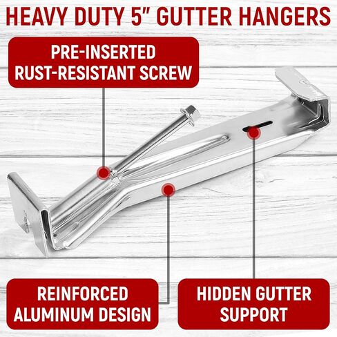 Gutter Hangers 5 Inch with Screws, Aluminum K-Style Hidden Gutter Hangers, Easy Installation, 10 Pack in Kuwait