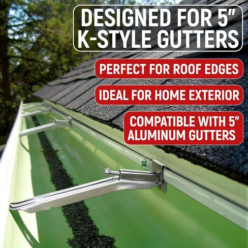 Gutter Hangers 5 Inch with Screws, Aluminum K-Style Hidden Gutter Hangers, Easy Installation, 10 Pack in Kuwait