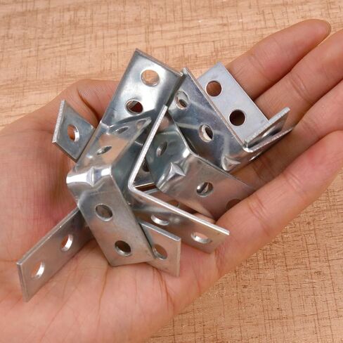 10 Pcs L Corner Brackets, 90 Degree Right Angle Bracket Stainless Steel Corner Brace Sets for Wooden Shelves, Chairs, Tables, Dressers, Furniture (Silver) in Saudi Arabia
