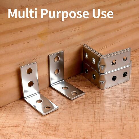 10 Pcs L Corner Brackets, 90 Degree Right Angle Bracket Stainless Steel Corner Brace Sets for Wooden Shelves, Chairs, Tables, Dressers, Furniture (Silver) in Saudi Arabia