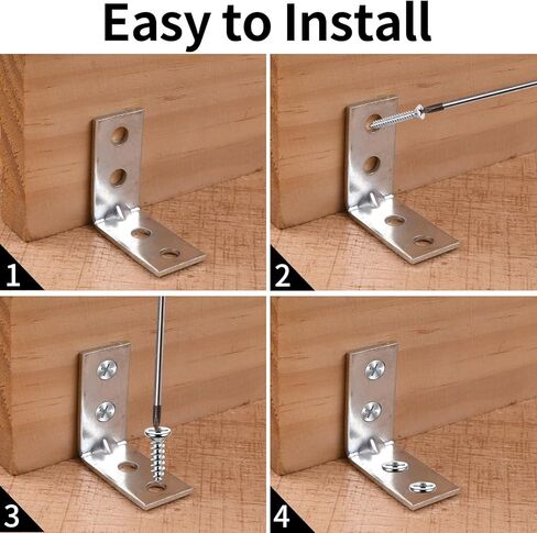 10 Pcs L Corner Brackets, 90 Degree Right Angle Bracket Stainless Steel Corner Brace Sets for Wooden Shelves, Chairs, Tables, Dressers, Furniture (Silver) in Saudi Arabia