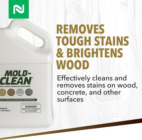 منظف ​​الخشب ومكيف الأسطح من Nisus MOLD-CLEAN، جاهز للاستخدام، يزيل البقع على الخشب والخرسانة والأسطح والجوانب والأثاث البلاستيكي، 1 جالون in Saudi Arabia