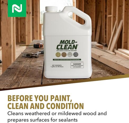 منظف ​​الخشب ومكيف الأسطح من Nisus MOLD-CLEAN، جاهز للاستخدام، يزيل البقع على الخشب والخرسانة والأسطح والجوانب والأثاث البلاستيكي، 1 جالون in Saudi Arabia