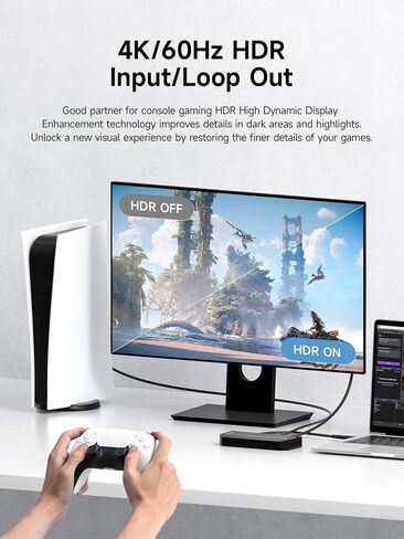 بطاقة التقاط فيديو Hagibis HDMI 2.1 4K@60 هرتز للبث والألعاب، 4K@60FPS HDR VRR RGB Pass-Through، 100W PD لأجهزة Xbox، PS5، Switch، Rog Alloy، Steam Deck، الكمبيوتر الشخصي (THB05) in Saudi Arabia