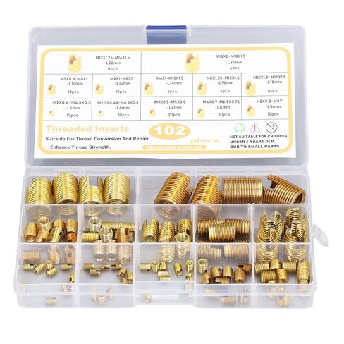 Metric Threaded Inserts, 102Pcs M2-14 6-24 mm High Carbon Self Tapping Thread Inserts for Plastic and 3D Printing Components in Saudi Arabia