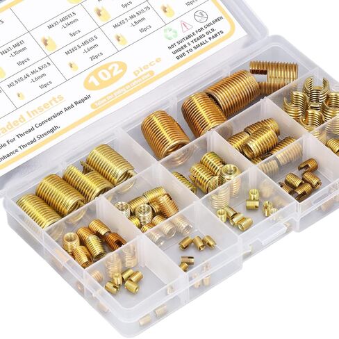 Metric Threaded Inserts, 102Pcs M2-14 6-24 mm High Carbon Self Tapping Thread Inserts for Plastic and 3D Printing Components in Saudi Arabia