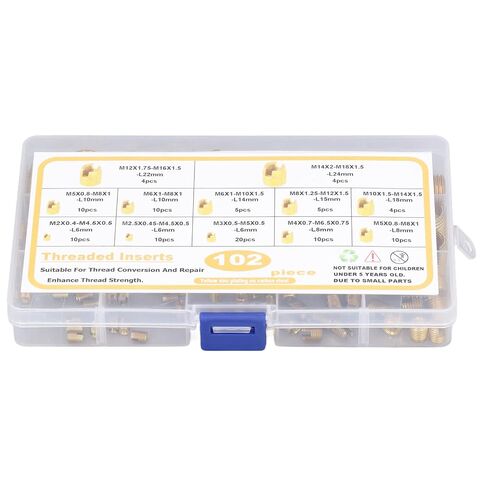 Metric Threaded Inserts, 102Pcs M2-14 6-24 mm High Carbon Self Tapping Thread Inserts for Plastic and 3D Printing Components in Saudi Arabia