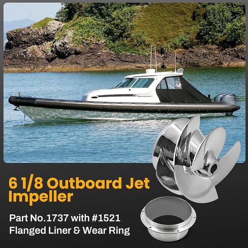 6 1/8 Outboard Jet Impeller Part No.1737 with Flanged Liner Part No.#1521 3 Blades Outboard Jet Impeller Fits for Yamaha,Medium Series Jets Pump Polished Stainless in Saudi Arabia