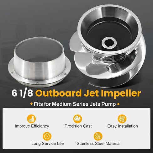 6 1/8 Outboard Jet Impeller Part No.1737 with Flanged Liner Part No.#1521 3 Blades Outboard Jet Impeller Fits for Yamaha,Medium Series Jets Pump Polished Stainless in Saudi Arabia