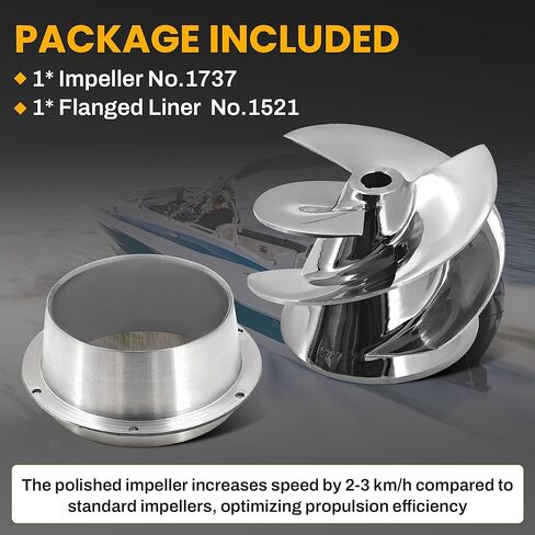 6 1/8 Outboard Jet Impeller Part No.1737 with Flanged Liner Part No.#1521 3 Blades Outboard Jet Impeller Fits for Yamaha,Medium Series Jets Pump Polished Stainless in Saudi Arabia