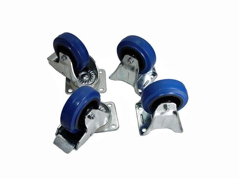 Set of Four 4" Penn Elcom Casters 2 Swivel W/Brake 2 Rigid- Blue Rubber Wheel in Saudi Arabia