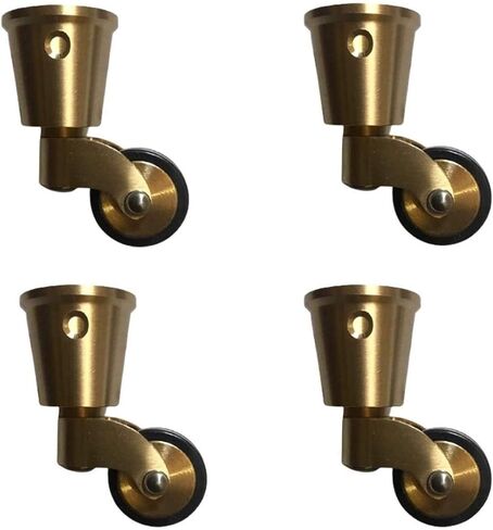 4Pcs 25mm Solid Brass Casters, Movable Caster Wheels, 360 ° Swivel Caster, Furniture Rubber Casters, Retro Classic Cup Type, Load Capacity 150kg, with Screws in Saudi Arabia