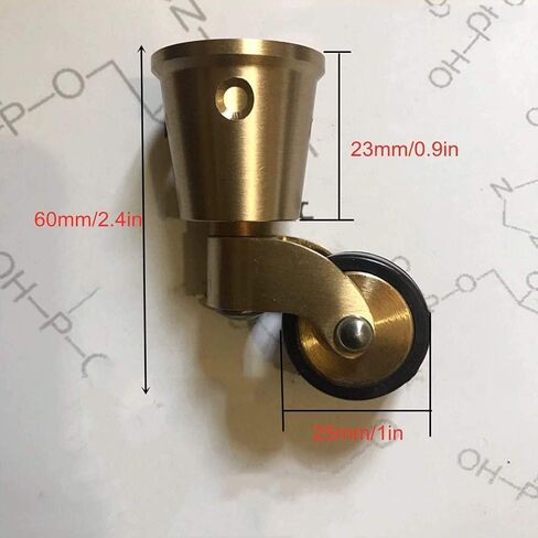 4Pcs 25mm Solid Brass Casters, Movable Caster Wheels, 360 ° Swivel Caster, Furniture Rubber Casters, Retro Classic Cup Type, Load Capacity 150kg, with Screws in Saudi Arabia