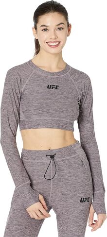 بلوفر قصير بأكمام طويلة ورقبة دائرية من UFC للنساء – أكمام راجلان – شعار العلامة التجارية – بوليستر مخلوط in Saudi Arabia