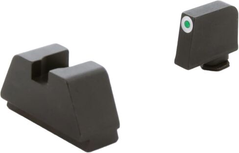 مجموعة رؤية AMERIGLO Optic المتوافقة مع Glock - 2XL طويل أخضر تريتيوم مخطط أبيض .350 بوصة أمامي، أسود مسطح .429 بوصة خلفي in Kuwait