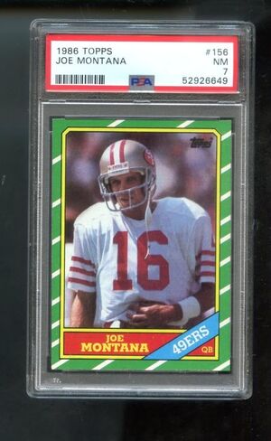 1986 Topps #156 Joe Montana San Francisco 49ers PSA 7 NM Graded Football Card in Saudi Arabia