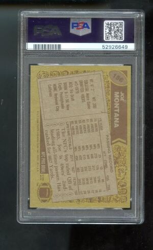 1986 Topps #156 Joe Montana San Francisco 49ers PSA 7 NM Graded Football Card in Saudi Arabia