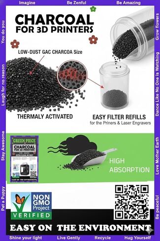 Activated Carbon for 3D Printers & Laser Engravers – Thermally Activated - Low-Dust GAC Charcoal - High-Absorption Filter Refill - 1 lb - Clean Filter - Print Cleaner - Save Money in Kuwait