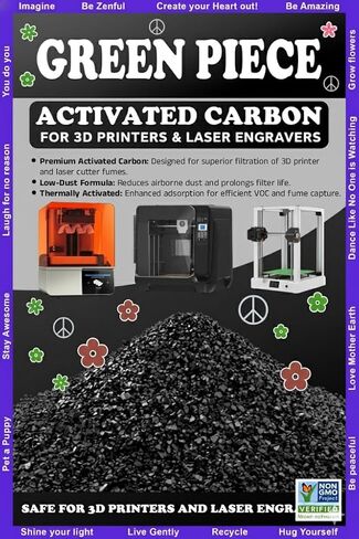 Activated Carbon for 3D Printers & Laser Engravers – Thermally Activated - Low-Dust GAC Charcoal - High-Absorption Filter Refill - 1 lb - Clean Filter - Print Cleaner - Save Money in Kuwait