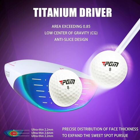 PGM Women's NSR 9 Pieces Complete Golf Club Set with Lightweight Graphite Shafts, Forged Titanium Driver, Stand Bag – Ideal for Beginner & Intermediate Women Golfers in Saudi Arabia