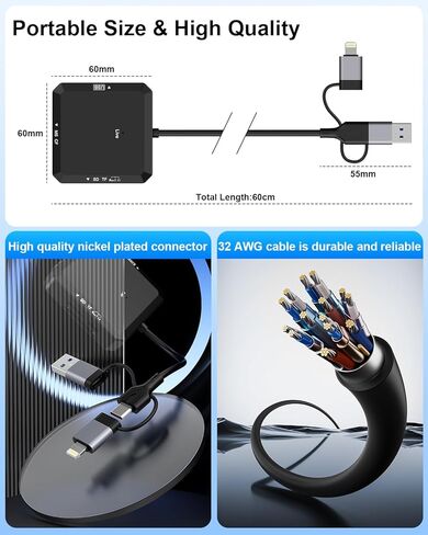 قارئ بطاقات CFexpress من النوع B، قارئ بطاقات CF Express متعدد 8 في 1 لقارئ بطاقات ذاكرة CFexpress من النوع B/CF/XD/MS/TF/SD/USB، USB3.2 Gen2 بسرعة 10 جيجابت في الثانية لأنظمة Windows/Mac/Linux/Android قراءة 6 بطاقات و2 يو اس بي in Kuwait