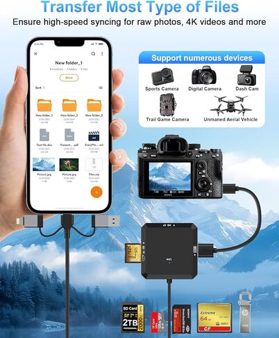 قارئ بطاقات CFexpress من النوع B، قارئ بطاقات CF Express متعدد 8 في 1 لقارئ بطاقات ذاكرة CFexpress من النوع B/CF/XD/MS/TF/SD/USB، USB3.2 Gen2 بسرعة 10 جيجابت في الثانية لأنظمة Windows/Mac/Linux/Android قراءة 6 بطاقات و2 يو اس بي in Kuwait