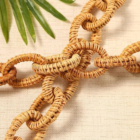 Milisten Rattan سلسلة ربط منسوجة مقاس 16.92 بوصة حلقة زخرفية ريفية للتعليق على الحائط وديكور الطاولة لمسة منزلية من الخوص الطبيعي in Saudi Arabia