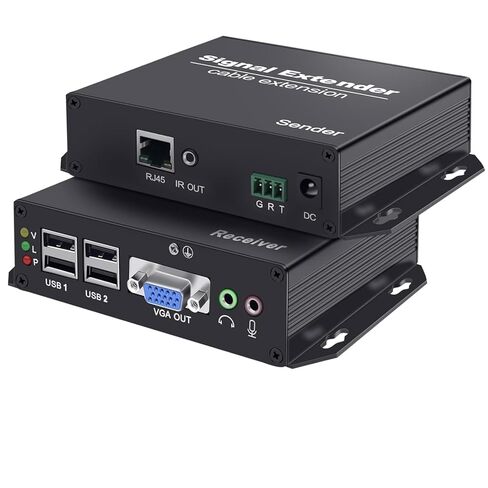 موسع VGA KVM عبر Cat5e/6/7 يصل إلى 394FT(120M)، 2560X1080@60 هرتز موسع VGA KVM عبر إيثرنت بدون تأخير الإرسال، التوصيل والتشغيل، مع 4 منافذ USB2.0، تحكم بالأشعة تحت الحمراء، RS-232 والصوت in Kuwait