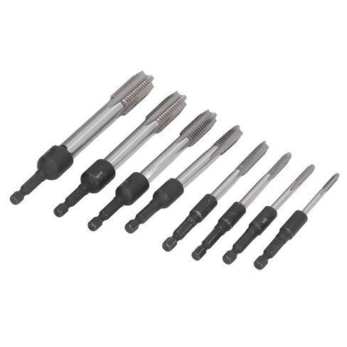 16Pcs Tap Socket Set, 1/4in Hex Shank Lengthened Tapping Chuck, Alloy Steel Hand Tools for Mould, DIY, and Auto Repair, Includes 8 Sockets and 8 Taps in Kuwait