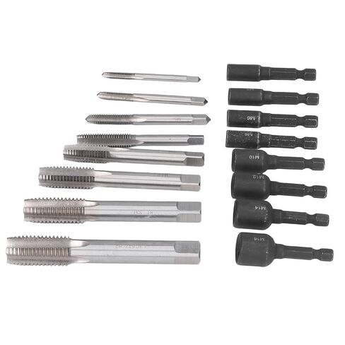 16Pcs Tap Socket Set, 1/4in Hex Shank Lengthened Tapping Chuck, Alloy Steel Hand Tools for Mould, DIY, and Auto Repair, Includes 8 Sockets and 8 Taps in Kuwait