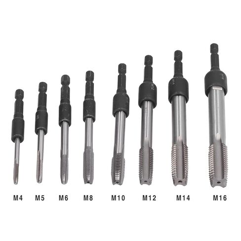 مجموعة مقابس صنبور مكونة من 16 قطعة، ظرف نقر مطول بساق سداسية مقاس 1/4 بوصة، أدوات يدوية من سبائك الصلب للقالب، والأعمال اليدوية، وإصلاح السيارات، تتضمن 8 مقابس و8 صنابير in Kuwait