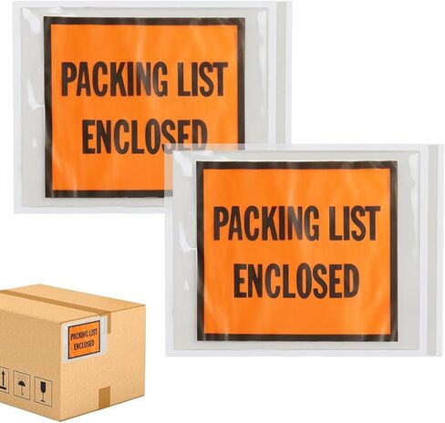 PSBM 2000 PCS 10 x 5.5 Inch Orange Full Face Packing List Enclosed Bags, Shipping Mailing Envelopes and Packing Slip Pouches for Mailing Labels, Invoices and Documents in Kuwait