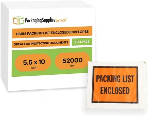 PSBM 2000 PCS 10 x 5.5 Inch Orange Full Face Packing List Enclosed Bags, Shipping Mailing Envelopes and Packing Slip Pouches for Mailing Labels, Invoices and Documents in Kuwait