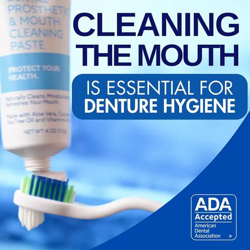 Dr. B Dental Solutions Cleanadent Denture and Gum Toothpaste, ADA Accepted All-Natural Denture Toothpaste for Adults - Removes Odors, Surface Stains and Adhesives - 4 oz in Saudi Arabia