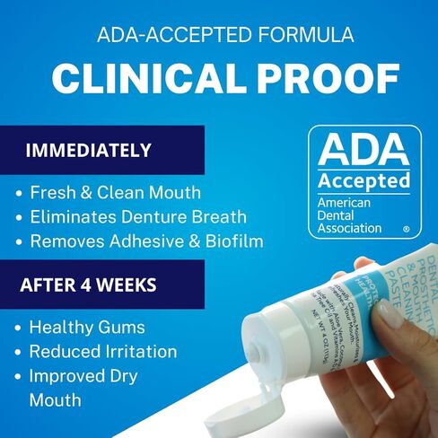 Dr. B Dental Solutions Cleanadent Denture and Gum Toothpaste, ADA Accepted All-Natural Denture Toothpaste for Adults - Removes Odors, Surface Stains and Adhesives - 4 oz in Saudi Arabia
