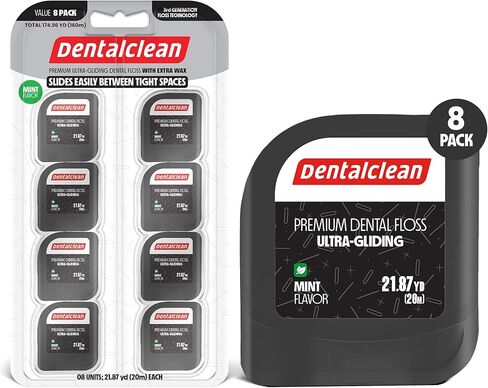 Dentalclean - 3 خيط تنظيف أسنان أبيض بطول 50 مترًا - تقنية Helix Bow للانزلاق الفائق والتوسع - نكهة النعناع لتنظيف فائق ونفس منعش in Kuwait