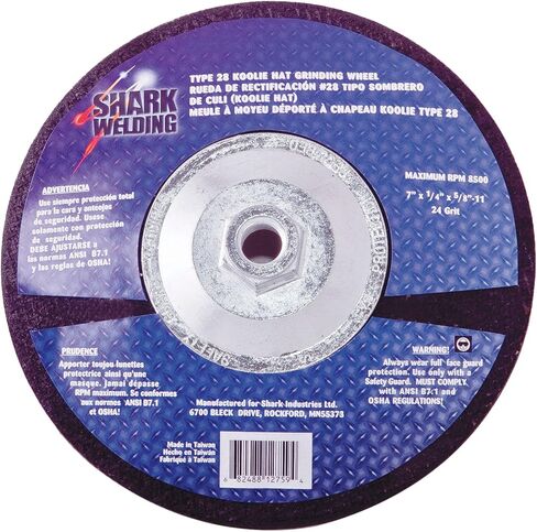 Shark 12759 7-Inch by 0.25-Inch by 5/8-11 Hubbed Koolie Hat Grinding Wheel with Type 28 in Saudi Arabia