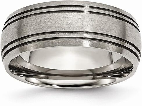 Titanium Brushed Center 8mm Grooved Band Size 9.5 in Saudi Arabia