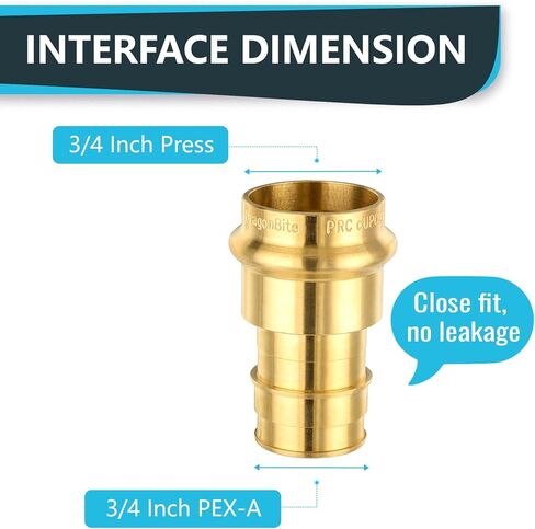 (Pack of 2) Seelink 3/4"Copper Press x 3/4"PEX-A Expansion Coupling Adapter, Brass Construction Fitting for Copper and Pex-A Pipe Connection in Saudi Arabia