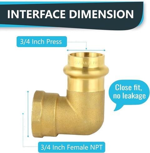(Pack of 5) Seelink 3/4" Copper Press X 3/4" Female NPT Elbow, Brass Construction Fitting for Copper Tube in Saudi Arabia
