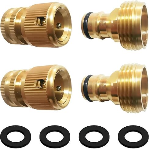 تركيبات توصيل سريع لخرطوم حديقة GHT من النحاس مقاس 3/4 بوصة، تركيبات خرطوم توصيل سريع، توصيل سريع للخرطوم (4 مجموعات) (4 ذكر + 4 أنثى) in Kuwait