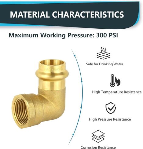 (Pack of 5) Seelink 3/4" Copper Press X 3/4" Female NPT Elbow, Brass Construction Fitting for Copper Tube in Saudi Arabia