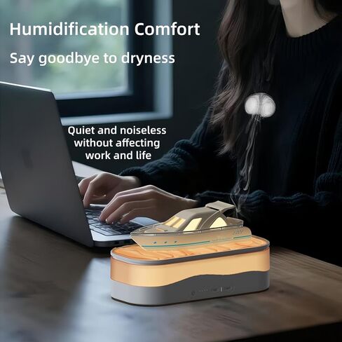 Colorful Ship Essential Oil Diffuser, Ship Shape Diffusers Mist Humidifier, Aroma Diffuser with Jellyfish Shaped Spray Timing Auto-Off 150ml in Kuwait