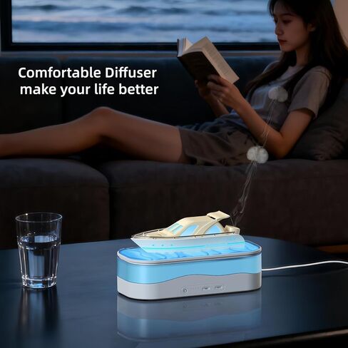 Colorful Ship Essential Oil Diffuser, Ship Shape Diffusers Mist Humidifier, Aroma Diffuser with Jellyfish Shaped Spray Timing Auto-Off 150ml in Kuwait